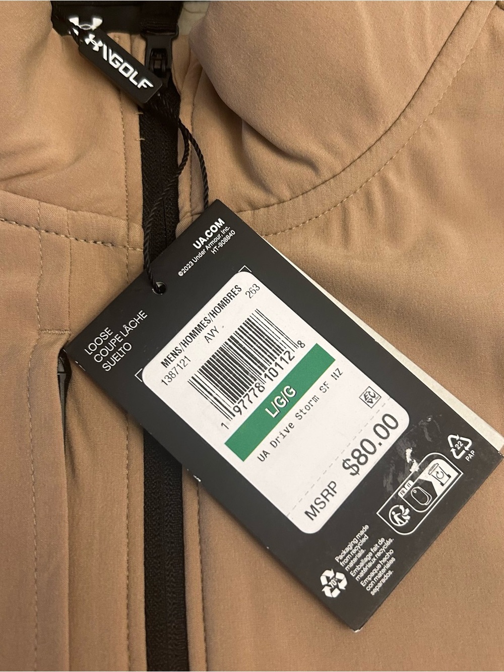 Under Armour Men's Drive Storm Half Zip Camel/Sandstorm/White, Large New - Picture 6 of 11
